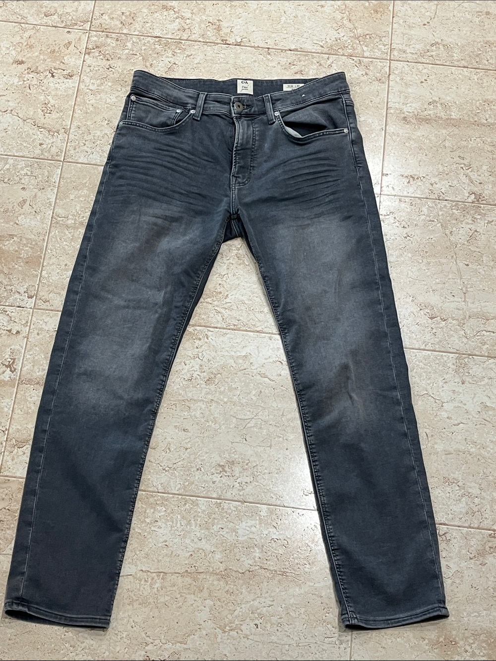 Men's Grey Washed Jeans - Slim Fit